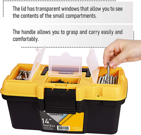 CANOPUS Plastic Tool Box, 14 inch Portable Tool Box